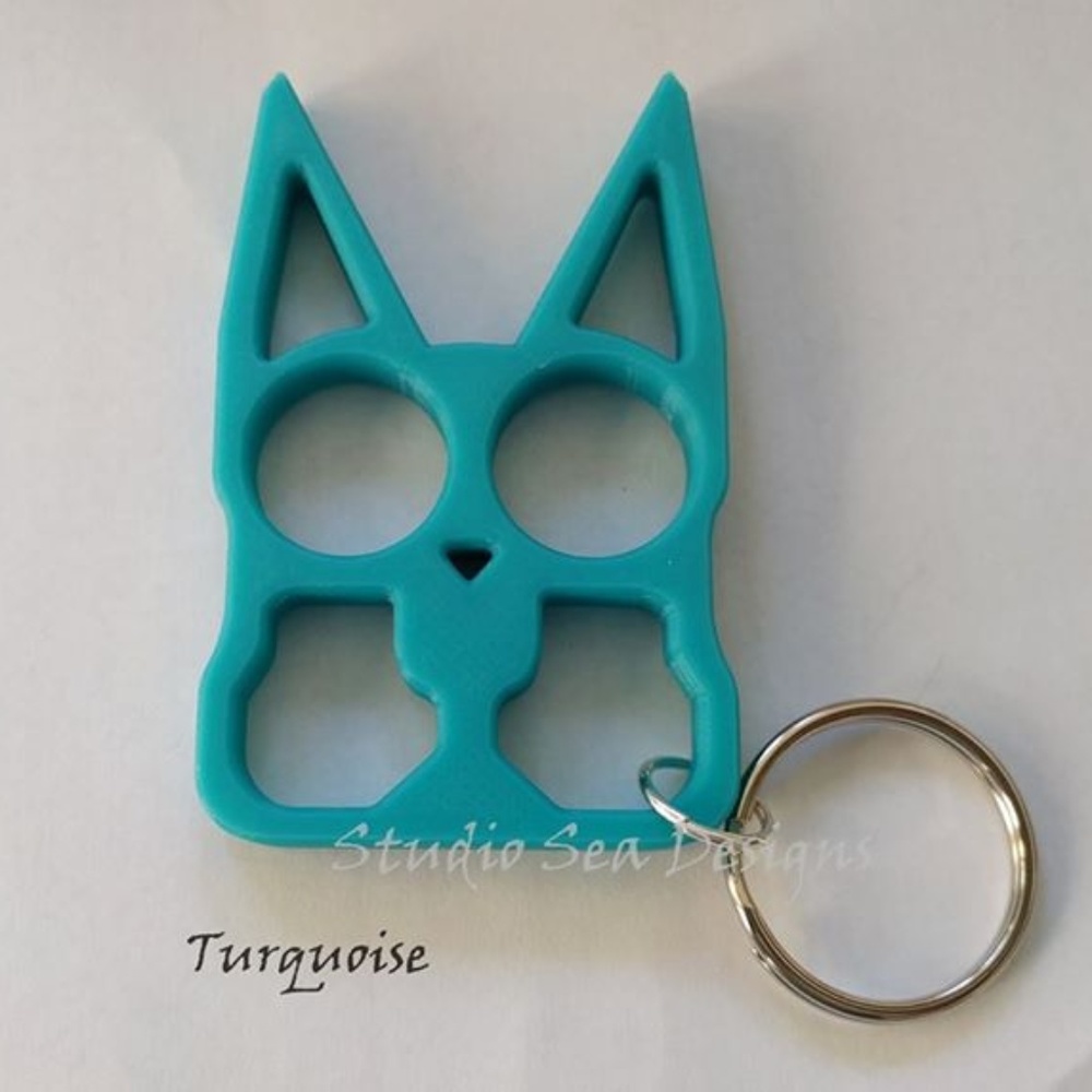 Defense Kitty Key Chain Key Ring-Turquoise